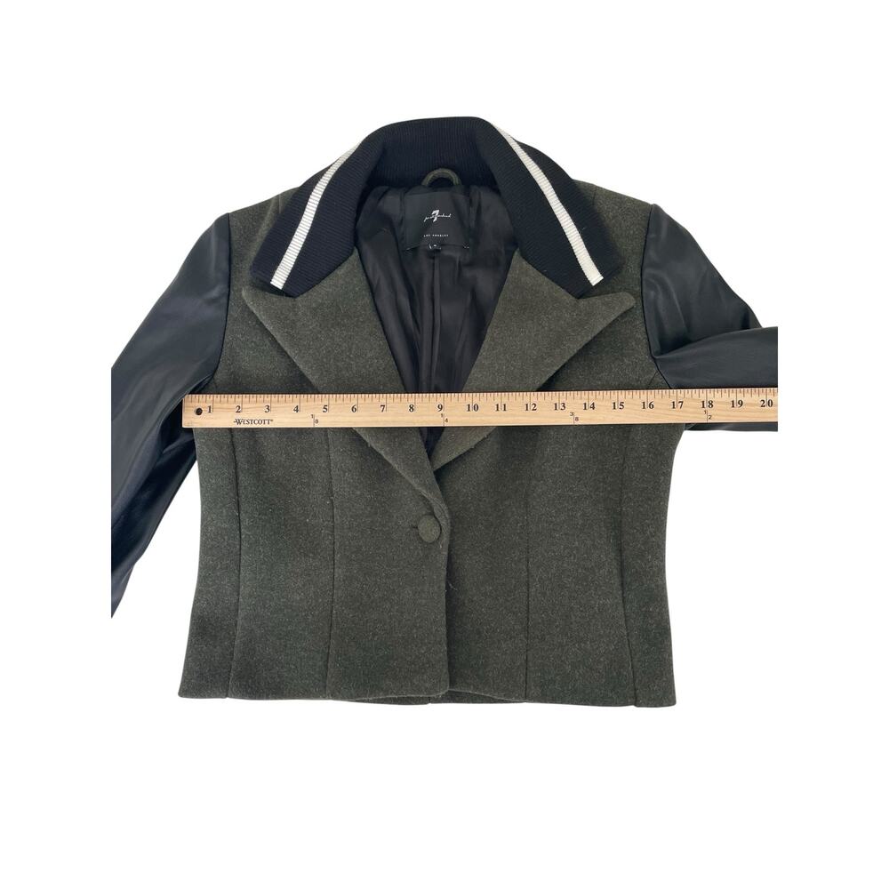 7 For All Mankind Mixed-Media Cropped Bomber Blazer Jacket Size Small - Picture 3 of 6